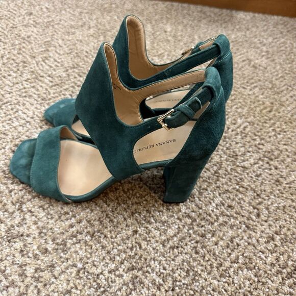 Banana Republic Blyss Green Suede Block Sandals Women’s Size 8.5M - Picture 5 of 15